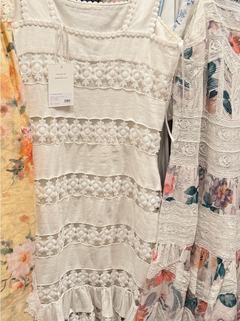 Zimmermann White Lace-Panel Midi Dress - Picture 2 of 3